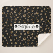 黒と茶色のポーズドッグパーソナライズされたキャットペット シェルパブランケット (正面(横))