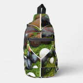 黒と茶色のヴィンテージのボウル写真コラージ スリングバッグ (正面)