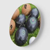 黒と茶色のヴィンテージの芝鉢 ラージ壁時計 (傾斜)