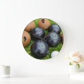 黒と茶色のヴィンテージの芝鉢 ラージ壁時計 (ホーム)