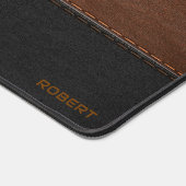 黒と茶色のヴィンテージレザーのテクスチャモノグラム デスクマット (コーナー)