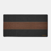 黒と茶色のヴィンテージレザーのテクスチャモノグラム デスクマット (正面)