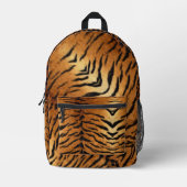 黒と茶色の動物の野生ストライプの虎プリント プリントバックパック (正面)