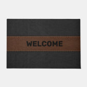 黒と茶色の古いヴィンテージレザーイメージ ドアマット (正面)