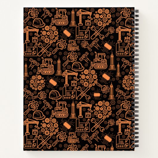黒と茶色の建築設計図エンジニア ノートブック (裏面)