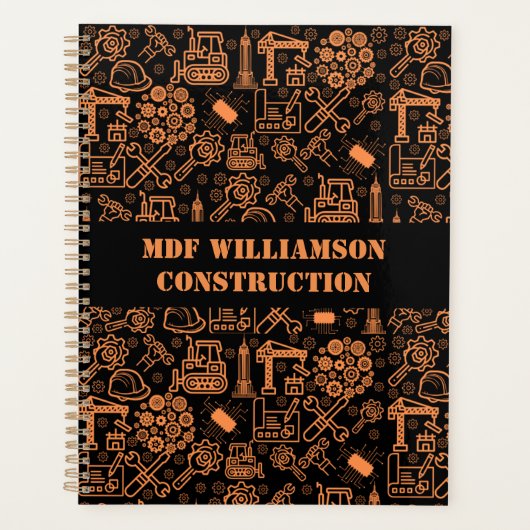 黒と茶色の建築設計図エンジニア プランナー手帳 (正面)