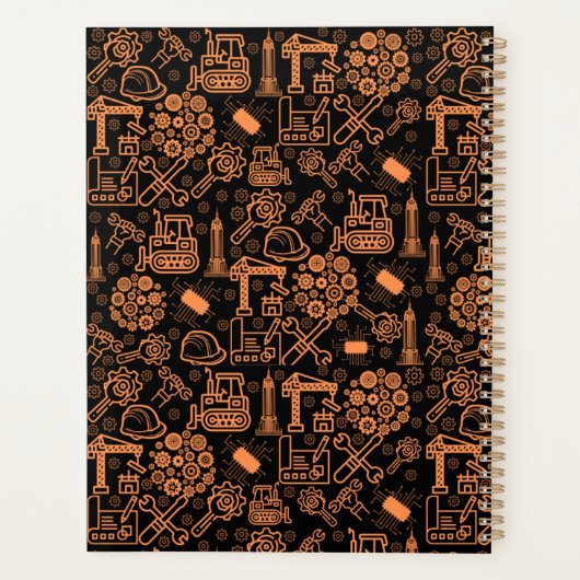 黒と茶色の建築設計図エンジニア プランナー手帳 (裏面)
