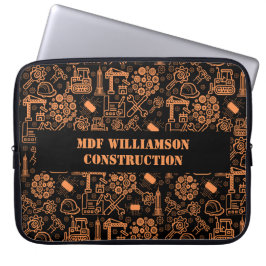 黒と茶色の建築設計図エンジニア ラップトップスリーブ