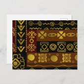 黒と茶色の民族アフリカの金色の柄 ポストカード (正面/裏面)