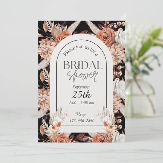 黒と茶色の水色結婚式招待状 招待状 (スタンド正面)