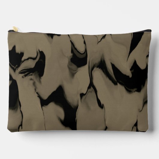 黒と茶色の波 アクセサリーポーチ (正面)