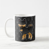 黒と茶色の漫画風柴犬 コーヒーマグカップ (左)