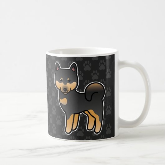 黒と茶色の漫画風柴犬 コーヒーマグカップ (右)