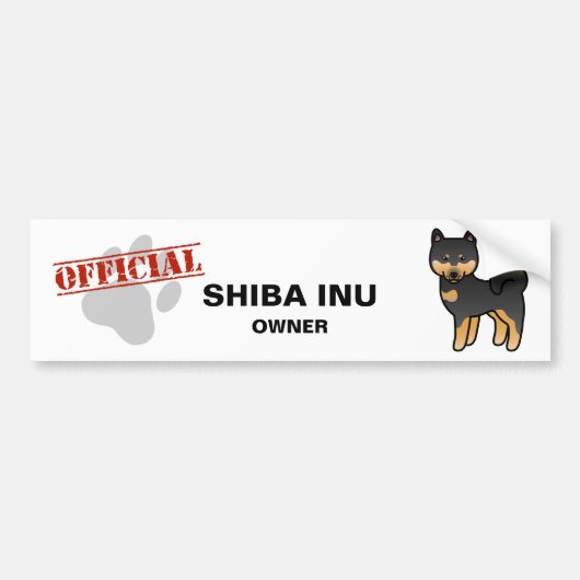 黒と茶色の漫画風柴犬 バンパーステッカー (正面)