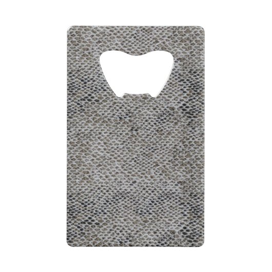 黒と茶色の蛇の皮 クレジットカード栓抜き (正面)