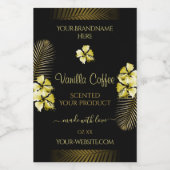 黒と茶色の製品ラベル金ゴールドハワイ花 フードラベル (シングルラベル)