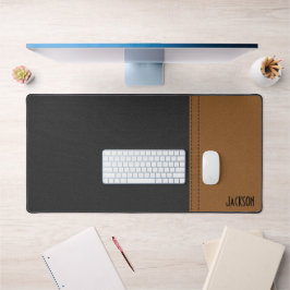 黒と茶色の革 デスクマット