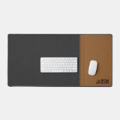 黒と茶色の革 デスクマット (キーボード&マウス)