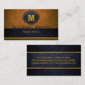 黒と茶色の革 名刺 (正面/裏面)