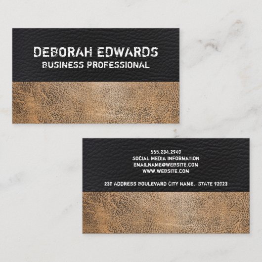 黒と茶色擦り切れたの革 名刺 (正面/裏面)