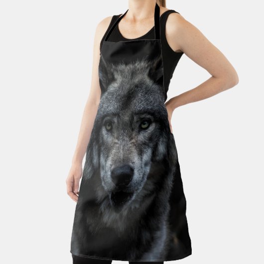 黒と茶色絵画のオオカミ エプロン (インサイチュ)