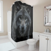 黒と茶色絵画のオオカミ シャワーカーテン (インサイチュ)