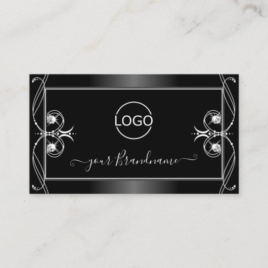 黒と華美白のダイヤきらめくンにロゴを追加 名刺 (正面)