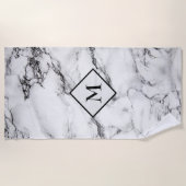 黒と薄い灰色の大理石 ビーチタオル (正面)
