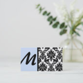 黒と薄い青のダマスクの名刺 名刺 (スタンド正面)