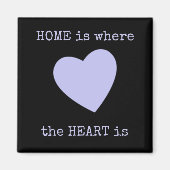 黒と薄紫とハートとホーム引用文 マグネット (正面)