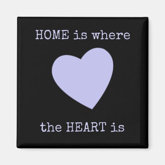 黒と薄紫とハートとホーム引用文 マグネット (正面)