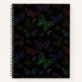 黒と虹の色の蝶飛んでいる ノートブック (正面)