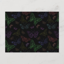 黒と虹の色の蝶飛んでいる ポストカード