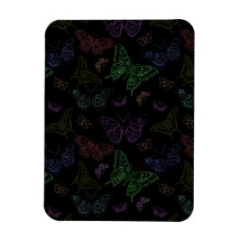 黒と虹の色の蝶飛んでいる マグネット