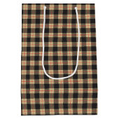 黒と赤いタンストライプ色 ミディアムペーパーバッグ (裏面)