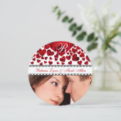 黒と赤いハートのバラ結婚式の日付を保存 セーブザデート (スタンド正面)