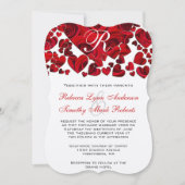 黒と赤いハートのバラ結婚式招待状 招待状 (正面)