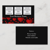 黒と赤いハートのパターン会社のロゴ 名刺 (正面/裏面)