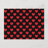 黒と赤いハートのパターン ポストカード (正面)