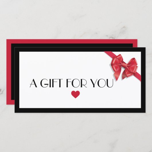 黒と赤いハートのロゴのギフト証明書 (正面/裏面)