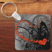 黒と赤いハートの渦巻き キーホルダー (正面)