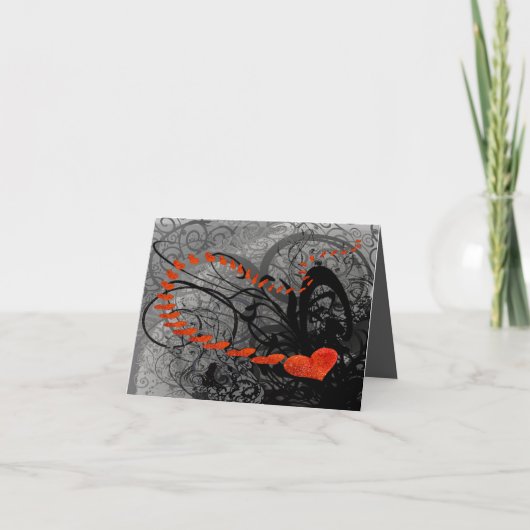 黒と赤いハートの渦巻き シーズンカード (正面)