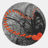 黒と赤いハートの渦巻き ラウンドシール (正面)