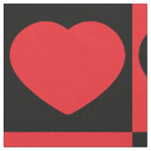 黒と赤いハートの織物 ファブリック (クローズアップ)