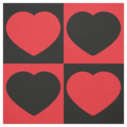 黒と赤いハートの織物 ファブリック (見本)