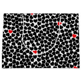 黒と赤いハートオン白 ラージペーパーバッグ (正面)