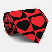 黒と赤いハート ネクタイ (ロール)