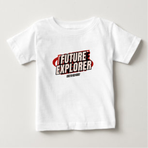 黒と赤とベージュのはっきりしたタイポグラフィキッズTシャツ ベビーTシャツ