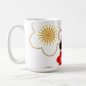 黒と赤と白の花々 コーヒーマグカップ (左)