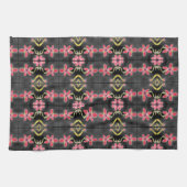 黒と赤と紫のデザイナーハンドタオル キッチンタオル (横)